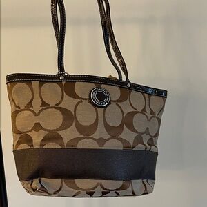 Coach Brown and Black Signature Tote